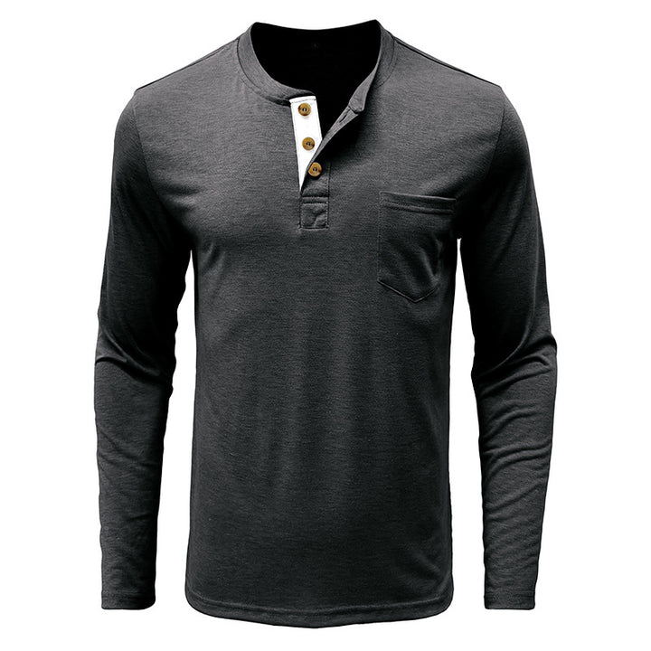 Herren Langarm-Henley-Shirt mit modischen Knöpfen Echoarchiv