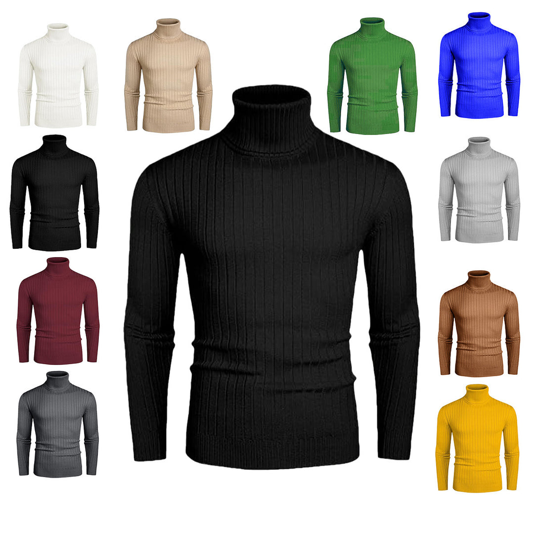 Herren eleganter Rollkragenpullover aus feinem Rippenstrick Echoarchiv