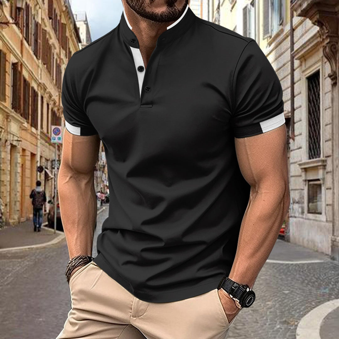 Herren stilvolles Mandarin-Kragen Performance Polo-Shirt Echoarchiv
