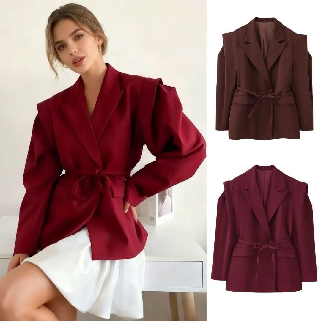 Damen Blazer mit Schulter-Cutouts, Taillengürtel und Ein-Knopf-Verschluss Echo Archiv
