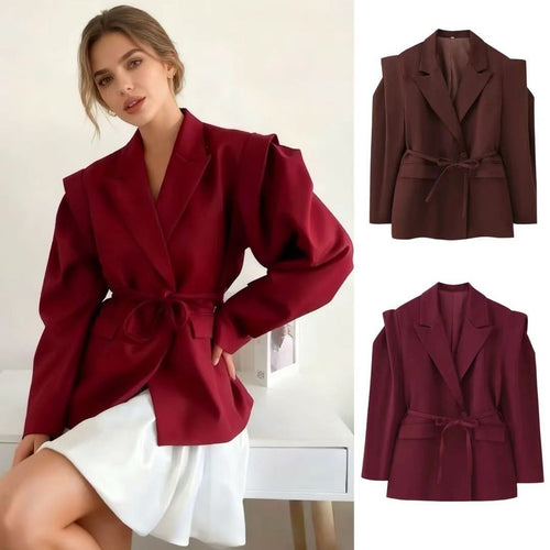 Damen Blazer mit Schulter-Cutouts, Taillengürtel und Ein-Knopf-Verschluss Echo Archiv