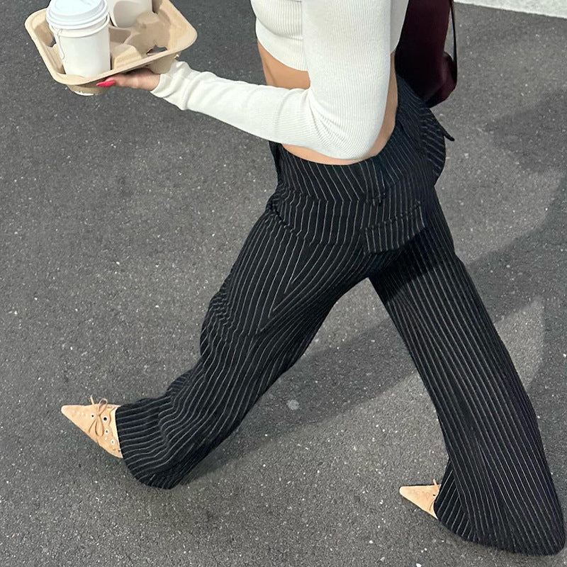 Damen elegante Schlaghose mit vertikalen Streifen Echo Archiv
