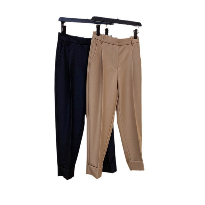 Damen Elegante und hoch taillierte Stoffhose mit breitem Bein Echoarchiv