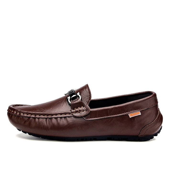 Herren eleganter Mokassin‑Loafer aus softem Kunstleder mit dekorativer Metallschnalle und profilierter Gummilaufsohle Echo Archiv