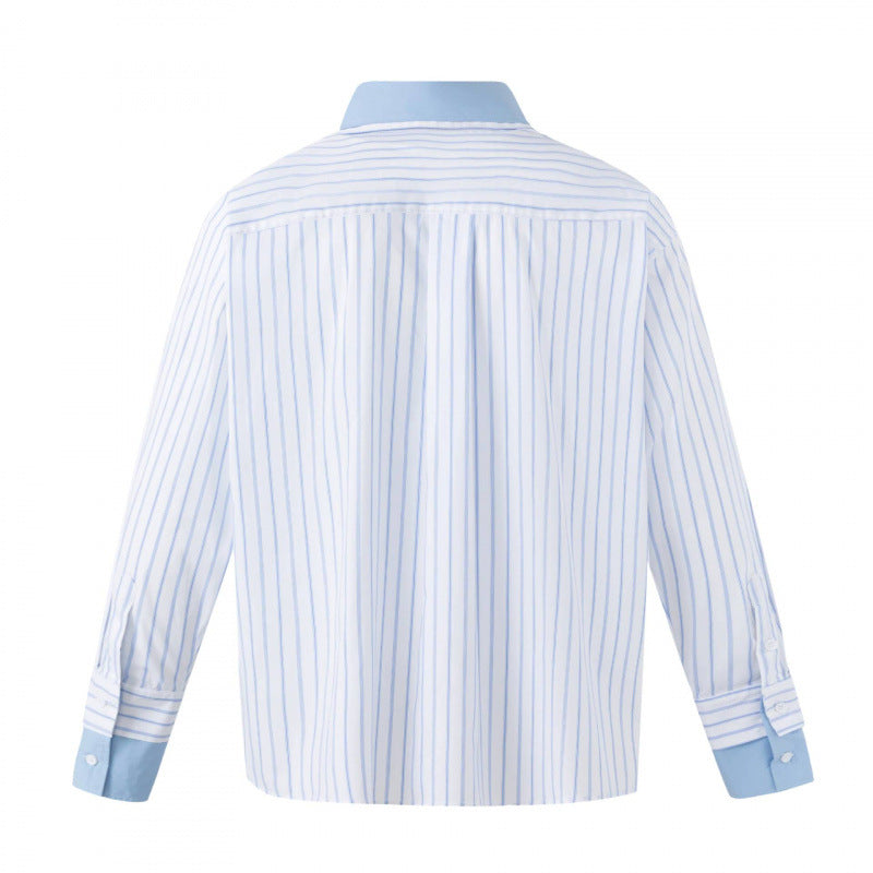 Damen Oversize-Hemdbluse mit Nadelstreifen, Kontrastkragen und Manschetten Echo Archiv