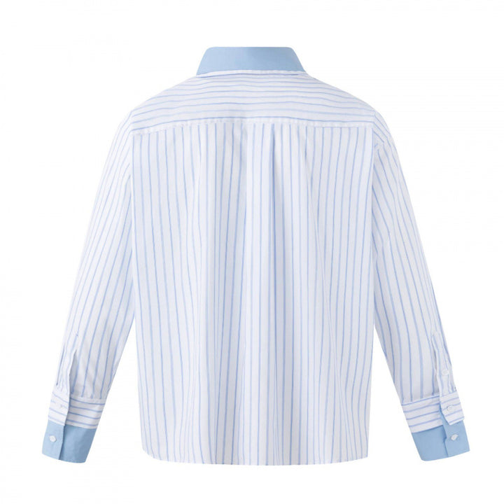 Damen Oversize-Hemdbluse mit Nadelstreifen, Kontrastkragen und Manschetten Echo Archiv