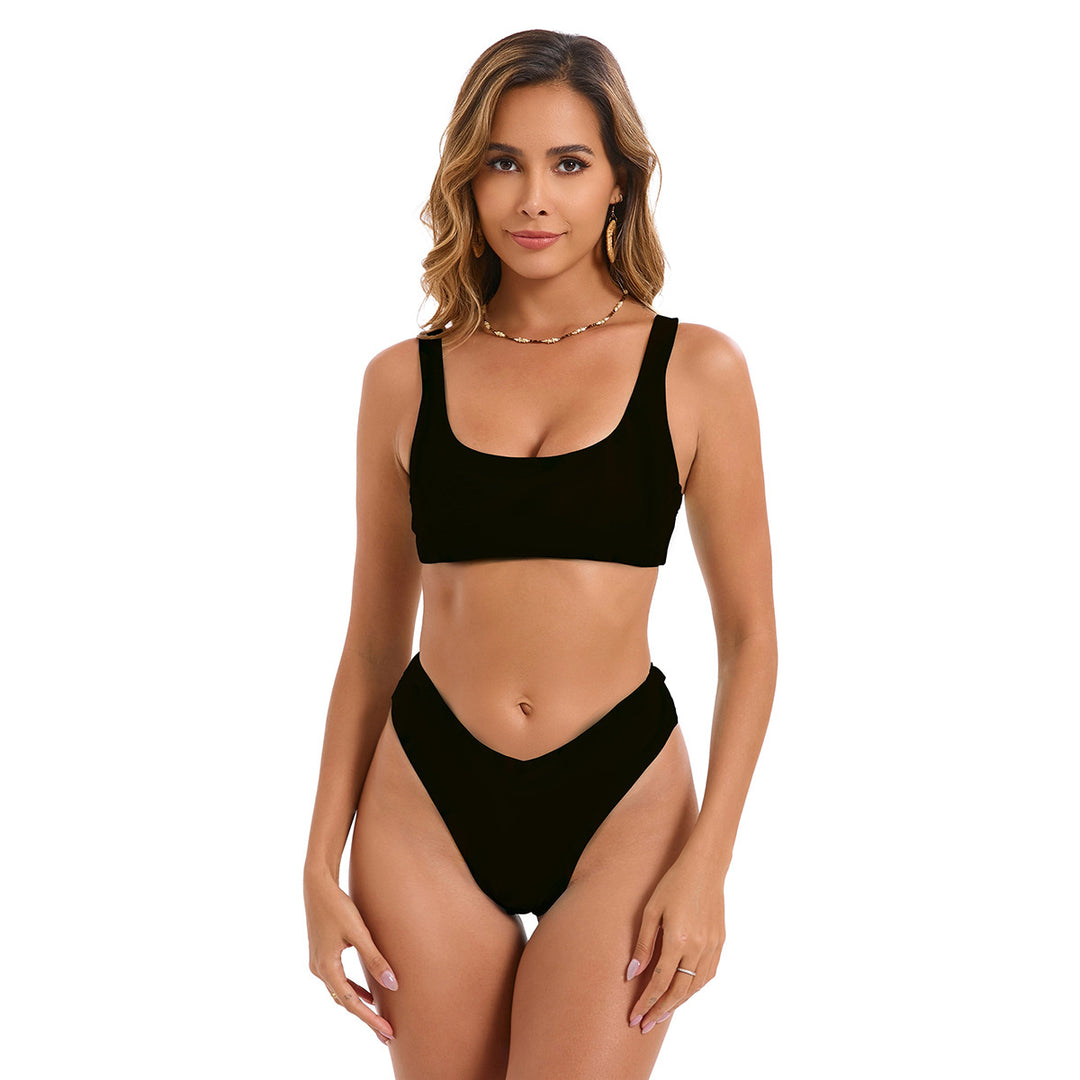 Damen Bikini-Set mit hoch geschnittenem Unterteil und sportlichem Oberteil Echo Archiv