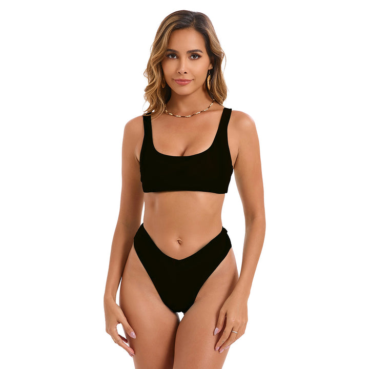Damen Bikini-Set mit hoch geschnittenem Unterteil und sportlichem Oberteil Echo Archiv
