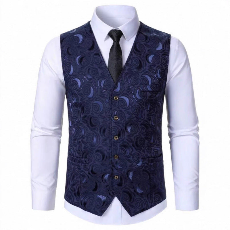 Herren elegante Weste mit floralem Jacquard-Muster Echoarchiv