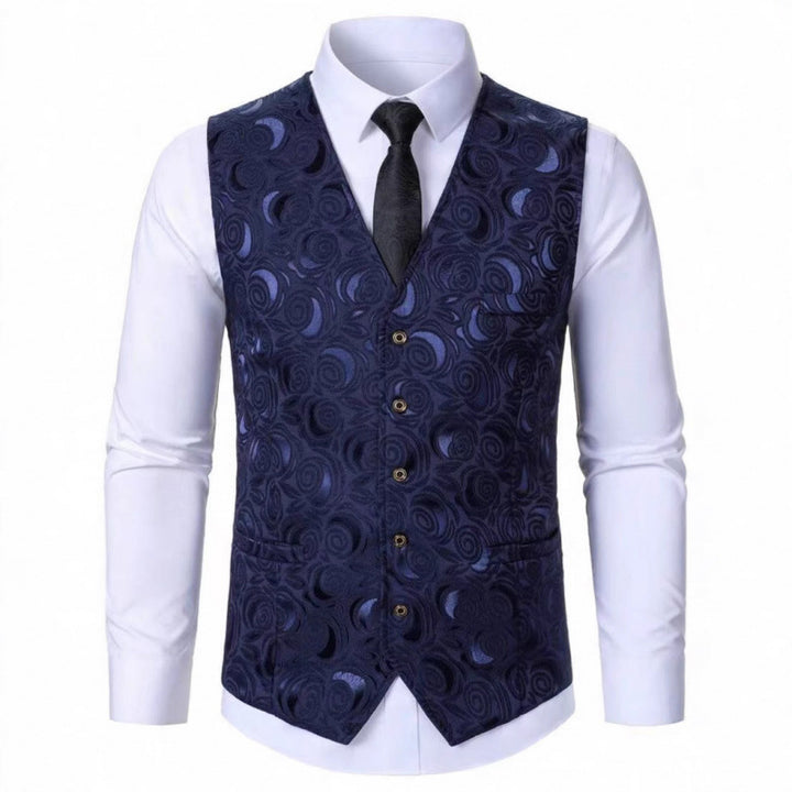Herren elegante Weste mit floralem Jacquard-Muster Echoarchiv
