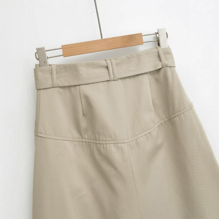 Damen Asymmetrischer Trench‑Rock mit Taillengürtel und dekorativen Knöpfen Echoarchiv
