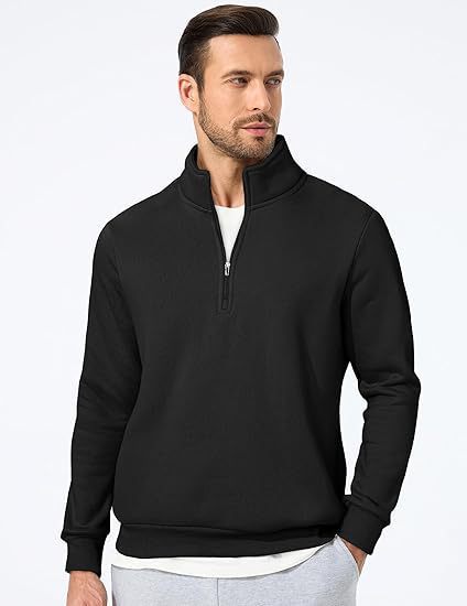 Herren nan halbzip Pullover aus schwerer Baumwollmischung mit hohem Stehkragen und gerippten Bündchen Echo Archiv