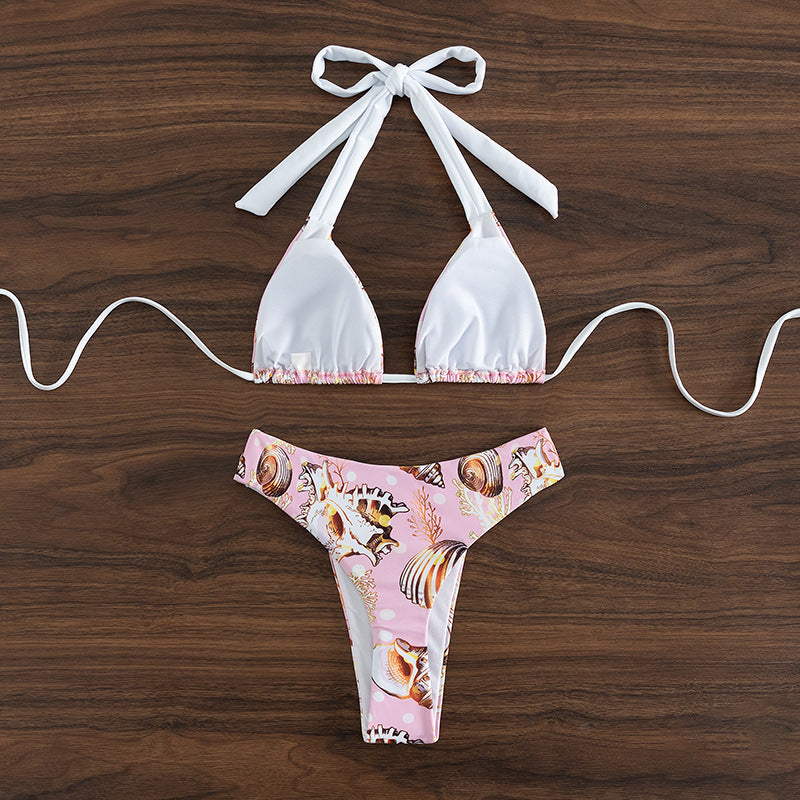 Damen Triangel-Bikini mit trendigem Muschelmuster und raffinierten Trägern Echo Archiv