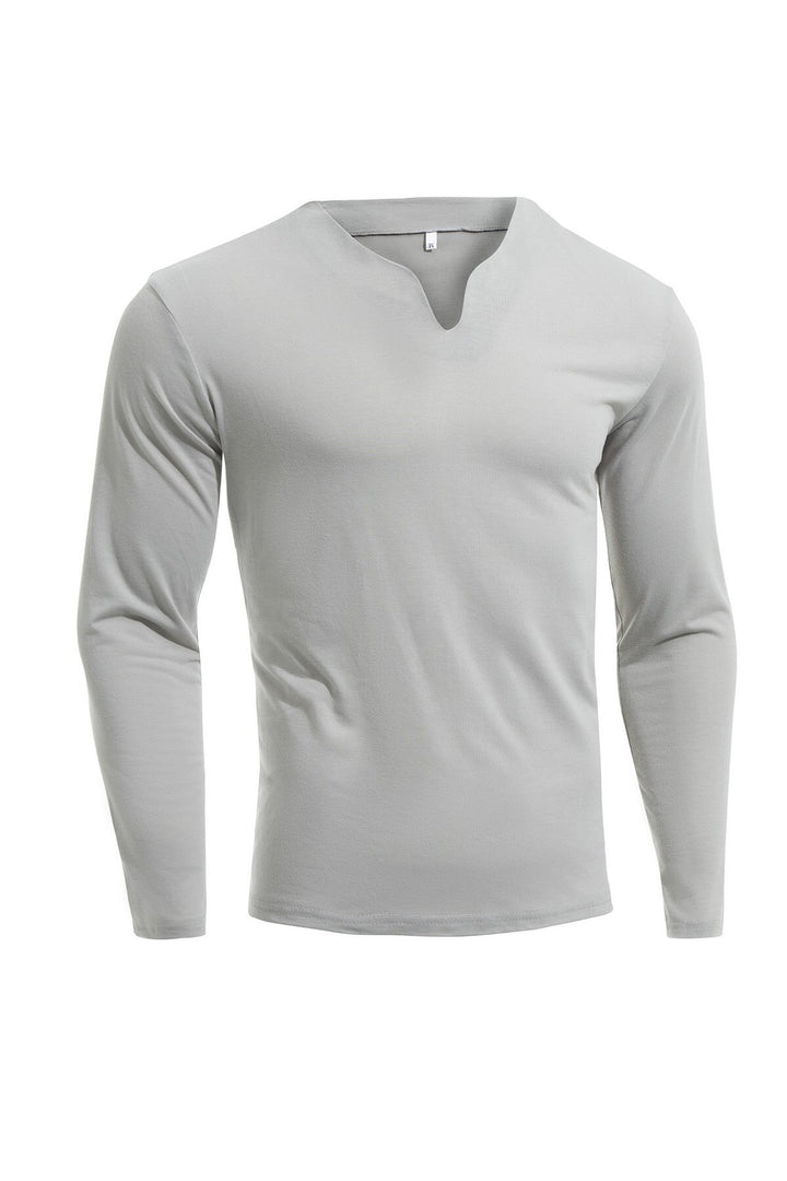 Herren nan Langarmshirt mit V-Ausschnitt Slim Fit Baumwollmix und elastischem Komfortbund Echo Archiv