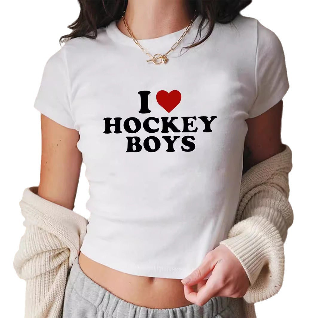 Damen Crop-T-Shirt mit kreativem Motiv und figurbetontem Schnitt Echo Archiv