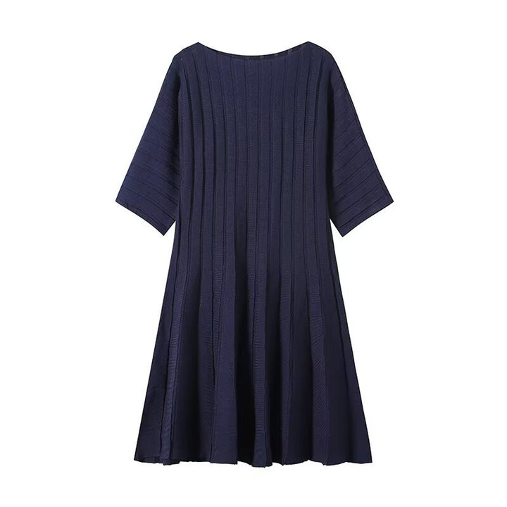 Damen Strukturiertes A-Linien Strickkleid mit halblangen Ärmeln Echo Archiv