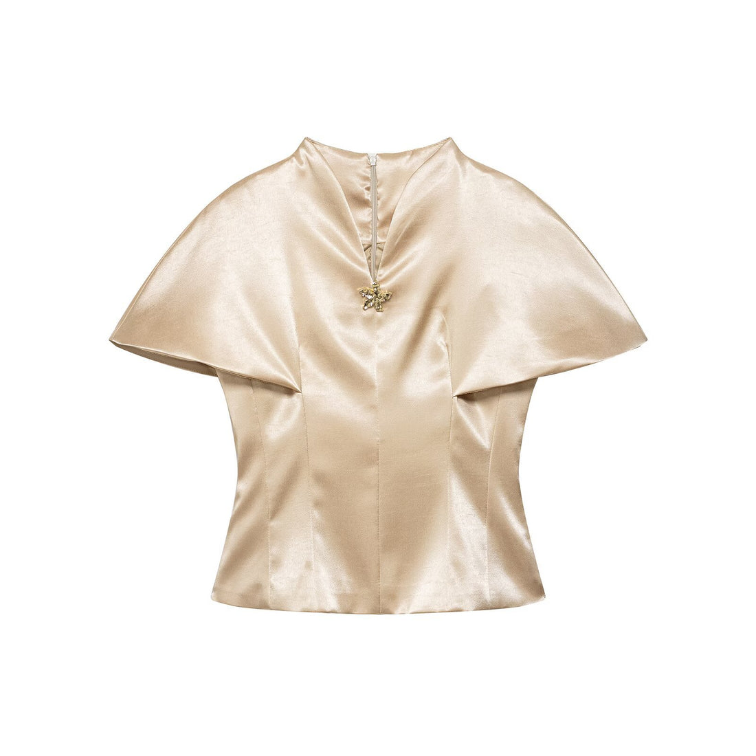 Damen Zweiteiliges Satin-Set mit Cape-Top und fließendem A-Linien-Rock Echo Archiv