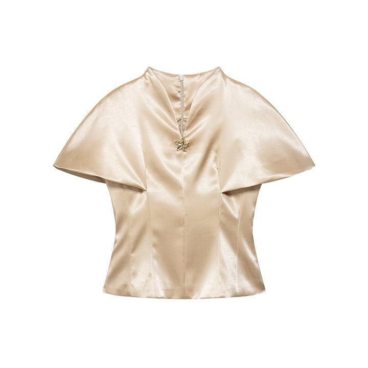Damen Zweiteiliges Satin-Set mit Cape-Top und fließendem A-Linien-Rock Echo Archiv