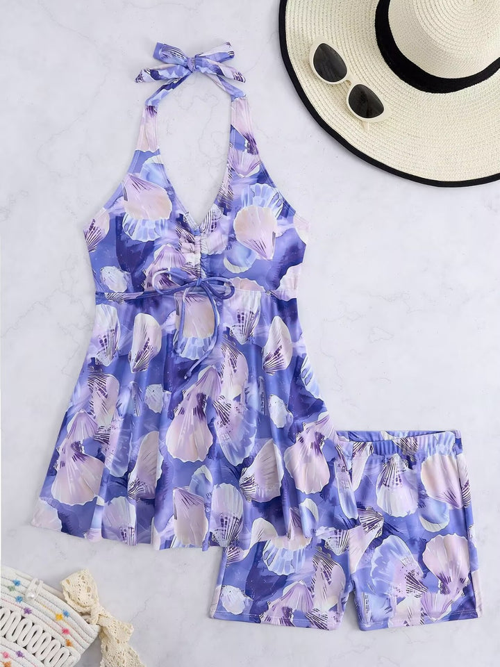 Damen Tankini-Set mit romantischem floralen Design und verstellbarem Oberteil Echo Archiv