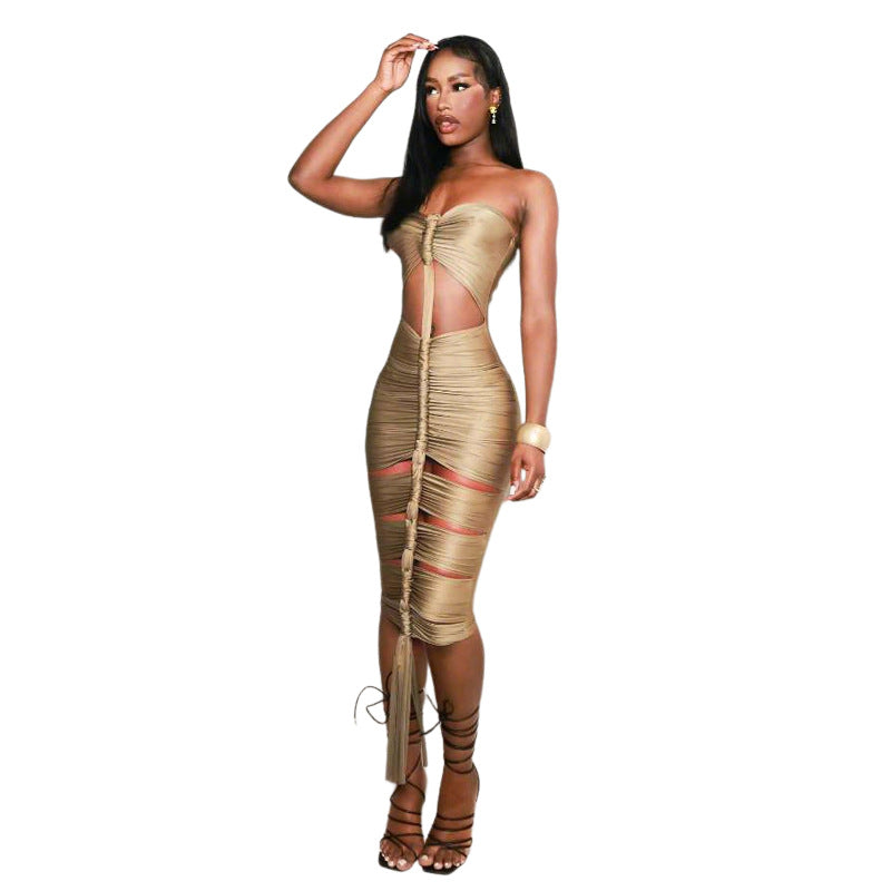 Damen Strapless Maxikleid mit raffinierten Cut-Out-Details und elegantem Raffungseffekt Echo Archiv