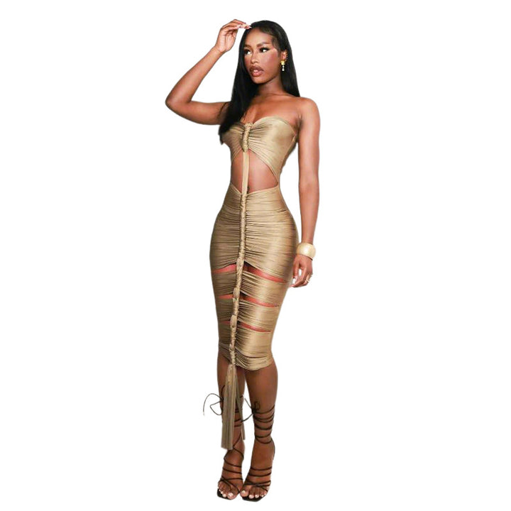 Damen Strapless Maxikleid mit raffinierten Cut-Out-Details und elegantem Raffungseffekt Echo Archiv