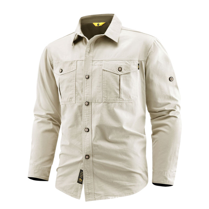 Herren Canvas-Overshirt im Field‑Style mit Brustklappen und durchgehender Knopfleiste Echo Archiv