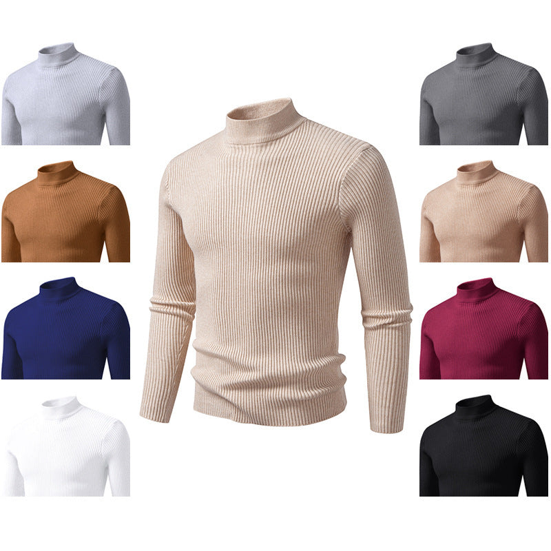 Herren eleganter Rollkragenpullover aus feinem Rippstrick Echoarchiv