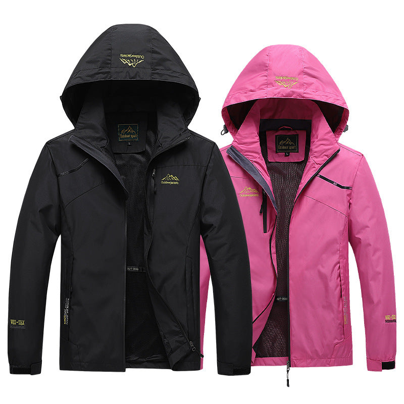 Herren atmungsaktive Softshell Trekkingjacke mit verstaubarem Kapuze, Mesh-Futter und multifunktionalen Reißverschlusstaschen – Taviero