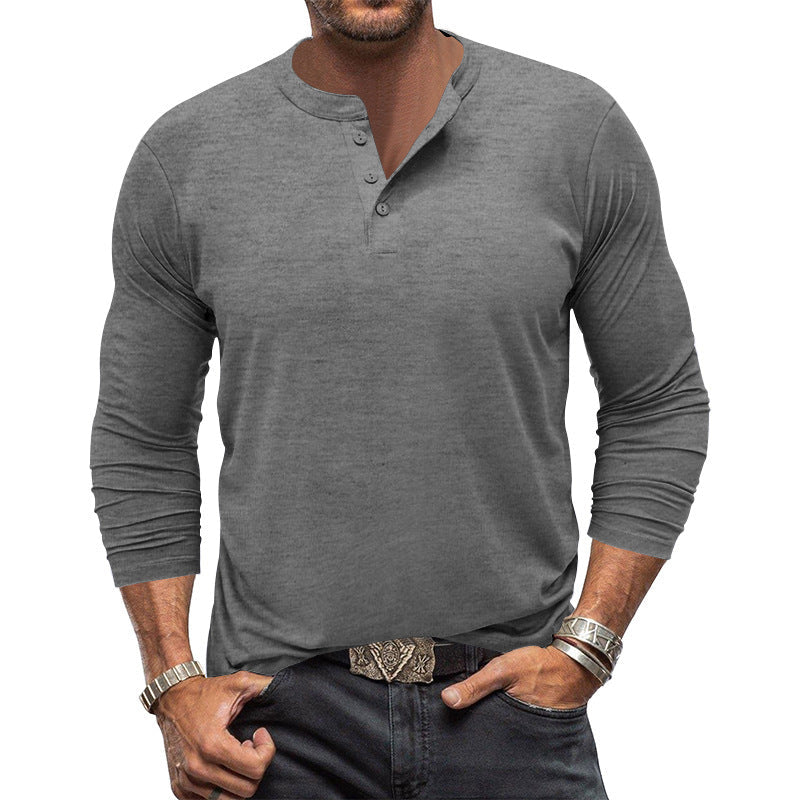 Herren Langarm-Henley-Shirt mit praktischem Knopfdesign Echoarchiv