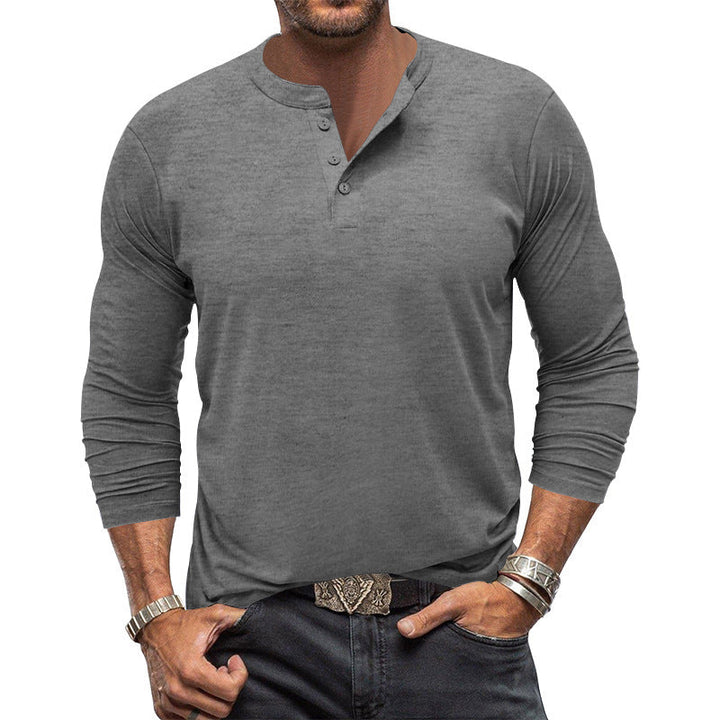 Herren Langarm-Henley-Shirt mit praktischem Knopfdesign Echoarchiv