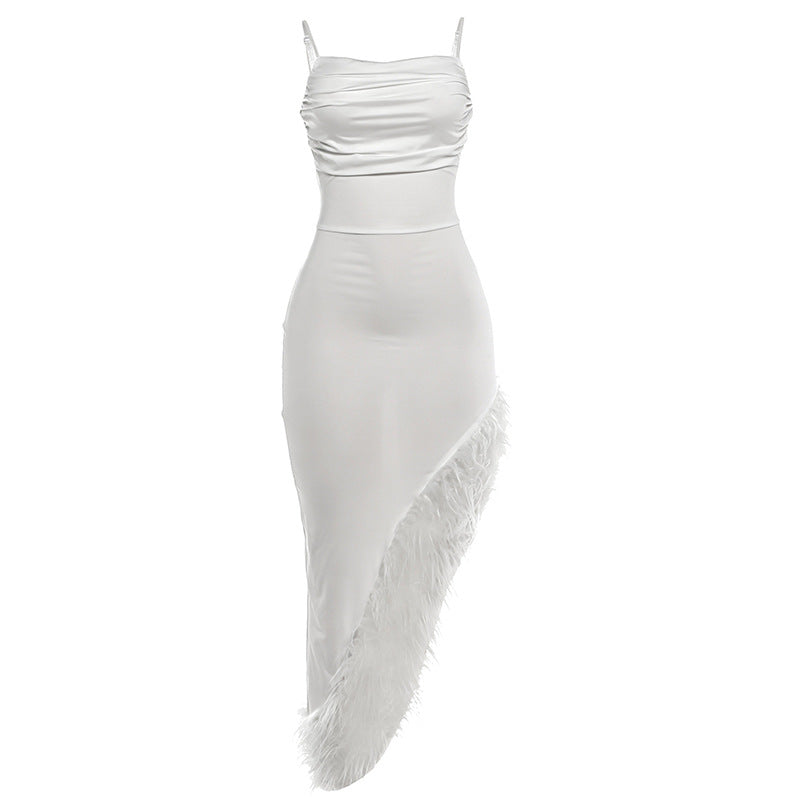 Damen Maxi Kleid mit elegantem Federbesatz Echo Archiv
