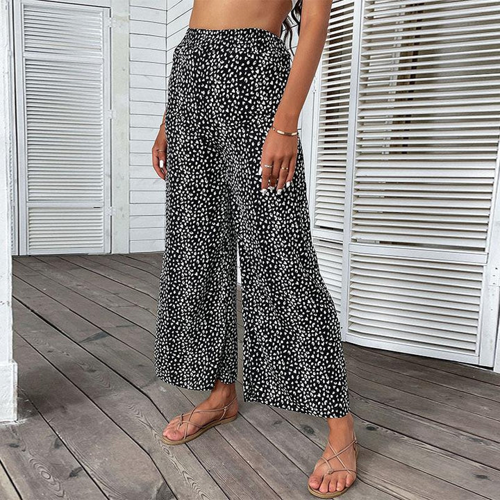 Damen Leichte Palazzo‑Hose mit hohem Gummibund und dezentem Animal‑Print – Avélisse
