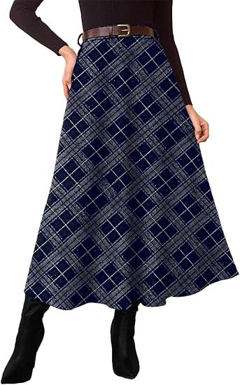 Damen Eleganter Maxi-Rock mit Karomuster Echo Archiv