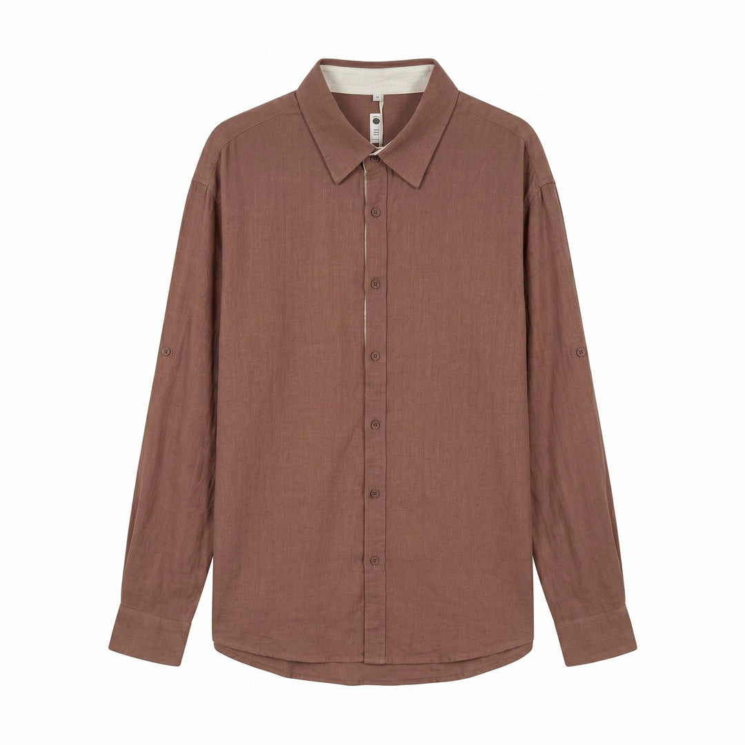 Unisex Leichtes Oversize‑Hemd in Leinenoptik mit Kentkragen und Ärmelsteg Echoarchiv