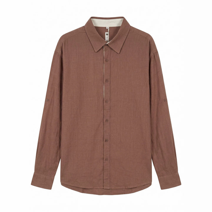 Unisex Leichtes Oversize‑Hemd in Leinenoptik mit Kentkragen und Ärmelsteg Echoarchiv
