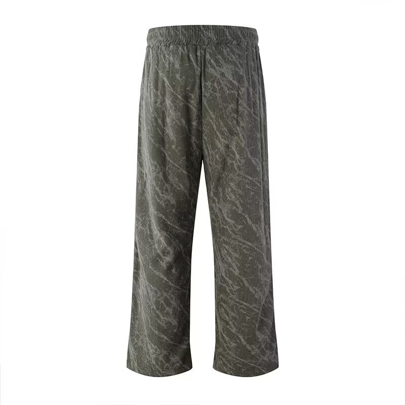 Herren Weite Cargo-Baggy-Hose mit Tunnelzugbund, Pattentaschen & technischem Marble-Print Echoarchiv