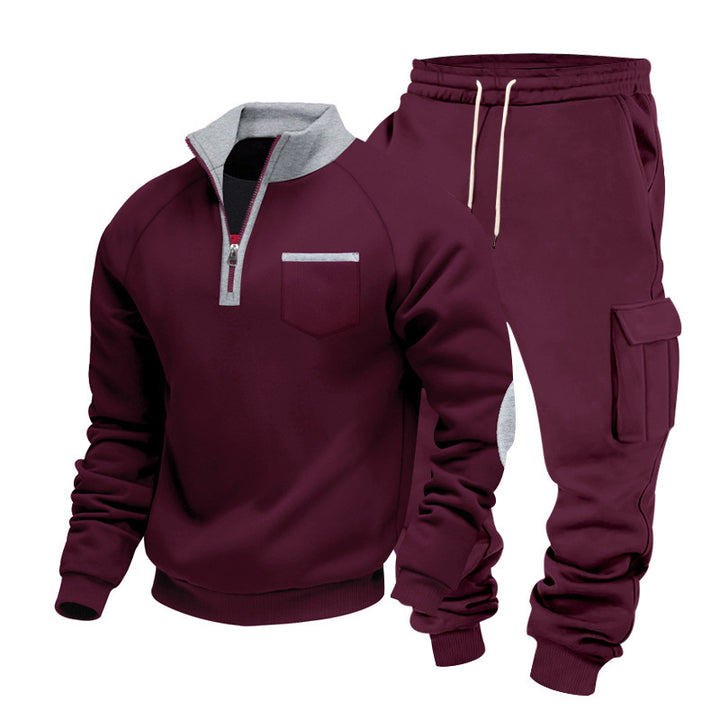 Herren Sportliches Freizeit Set mit Stehkragen und Cargo-Hosen Echoarchiv