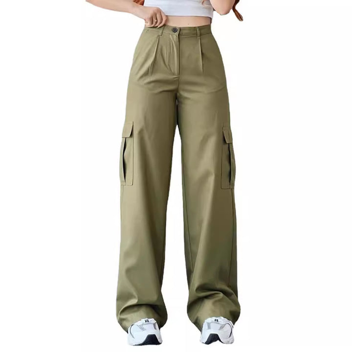 Damen Cargohose mit hoher Taille, geradem Bein und aufgesetzten Pattentaschen Echoarchiv