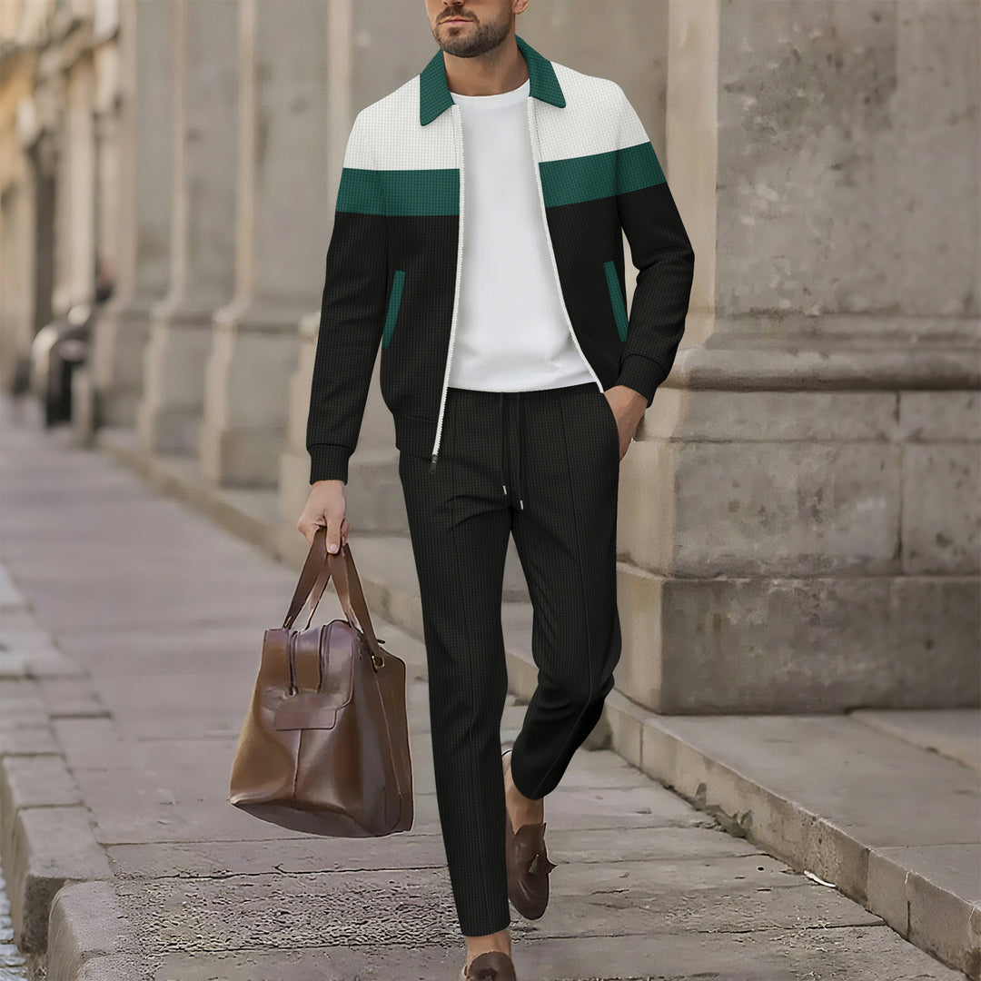 Herren modische Freizeitjacke mit strukturiertem Design und bequemen Jogginghosen Echoarchiv