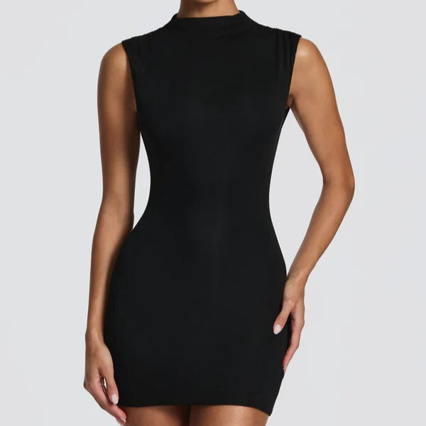 Damen Enganliegendes Stretch-Minikleid mit hohem Kragen Echo Archiv