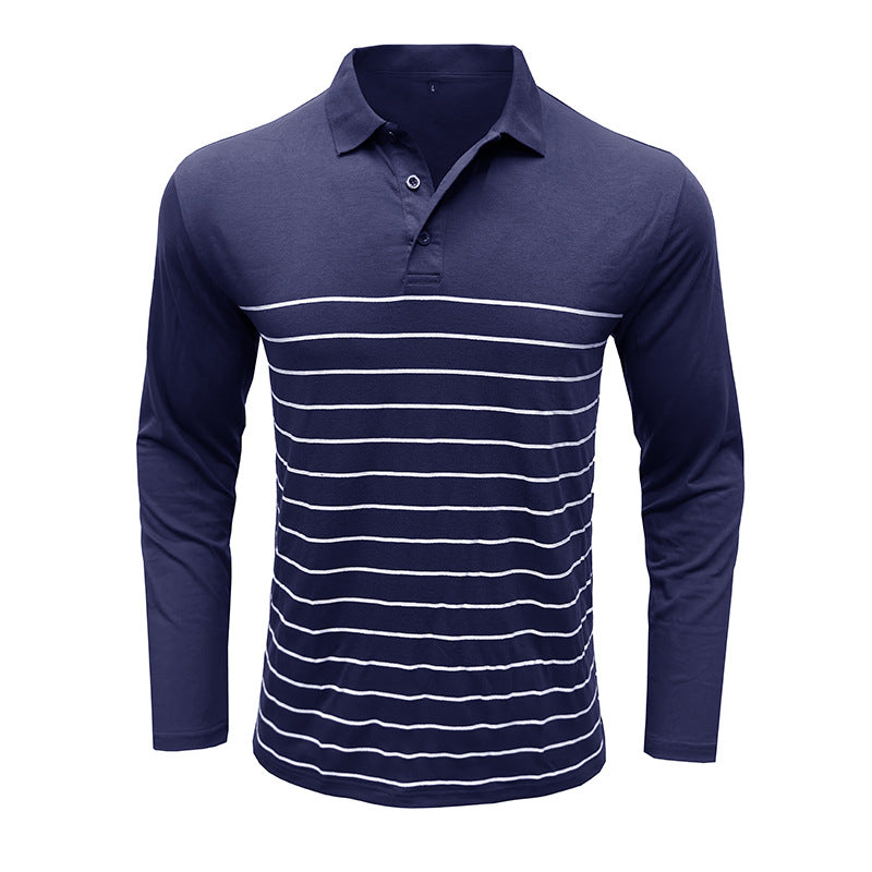 Herren Langarm-Polo mit eleganter Streifenstruktur Echoarchiv
