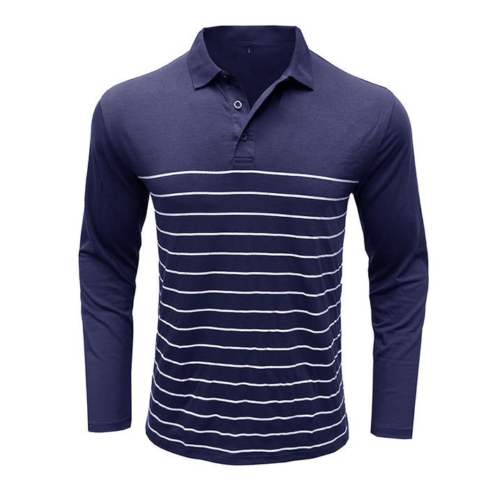 Herren Langarm Poloshirt mit modischem Streifenmuster Echoarchiv