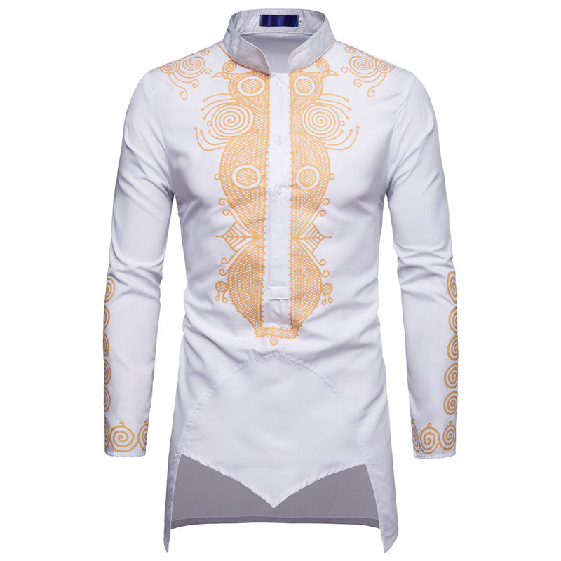 Herren elegantes Langarmhemd mit innovativem Ethno-Design Echoarchiv