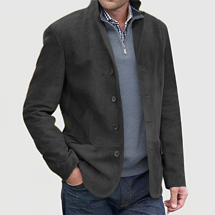 Herren Sakkojacke aus Wildlederoptik mit Stehkragen – Tianoro