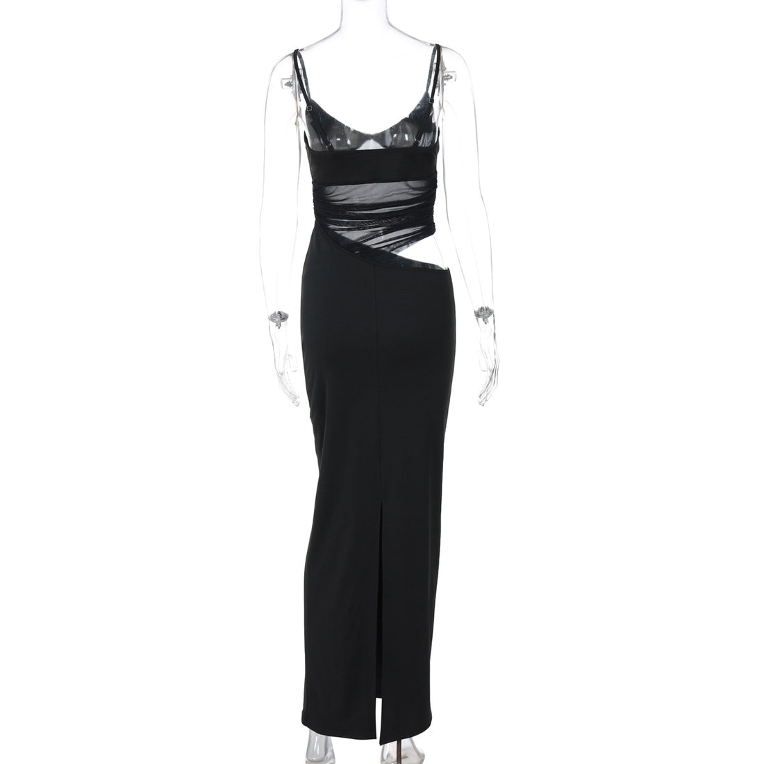 Damen Figurnahes Kleid mit transparenter Einsätze – Élara