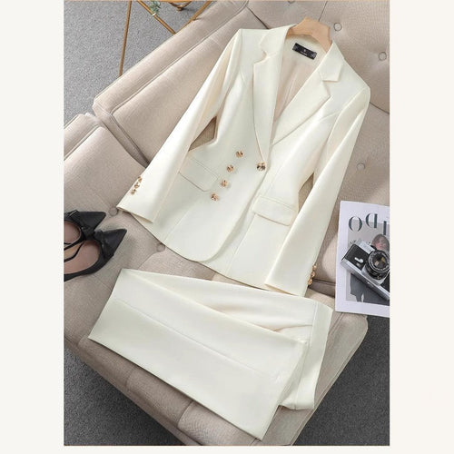 Damen Elegantes Blazer- und Hosen-Set mit goldenen Knopfdetails Echoarchiv