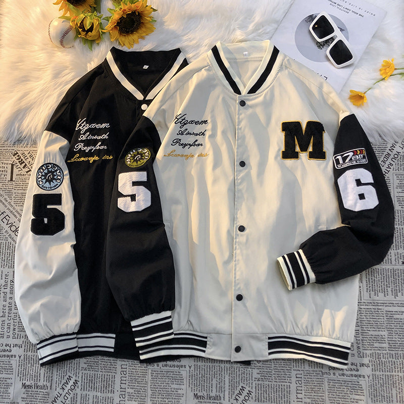 Herren Collegejacke mit gesticktem Logo und kontrastierenden Ärmeln Echoarchiv