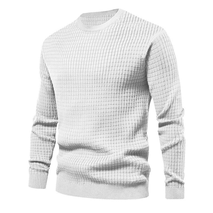 Herren hochwertiger Strickpullover mit strukturiertem Design und klassischem Rundhalsausschnitt Echoarchiv