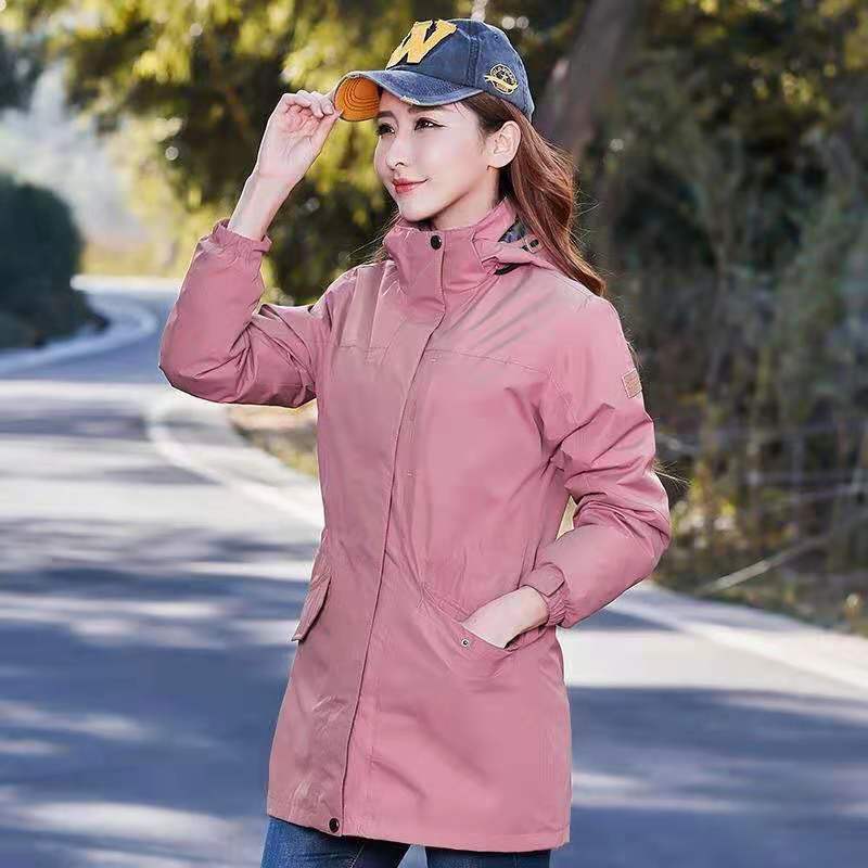 Damen leichter wasserabweisender Parka mit Kapuze und funktionalen Taschen Echoarchiv