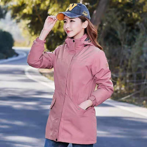 Damen leichter wasserabweisender Parka mit Kapuze und funktionalen Taschen Echoarchiv